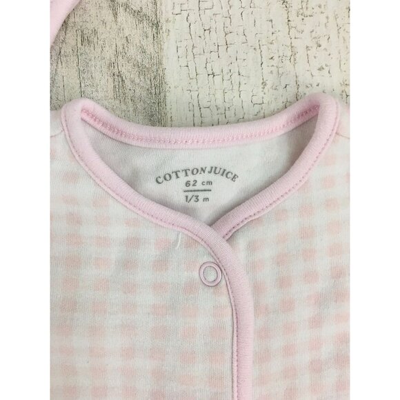Cotton Juice 0 to 3 M Baby Girls Footie Set of 2 Pink Gingham - Picture 5 of 14
